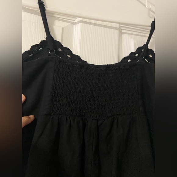 T36- OLD NAVY Black LINEN-RAYON Blend CutOut Spaghetti Midi Dress - Picture 5 of 8